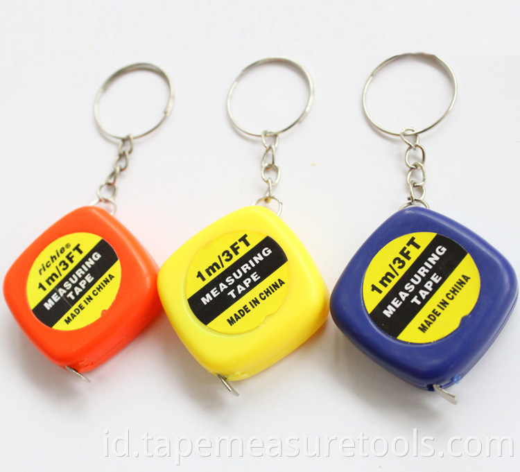 portabel lebih murah 1m mini pita pengukur gantungan kunci pita pengukur kecil dengan gantungan kunci